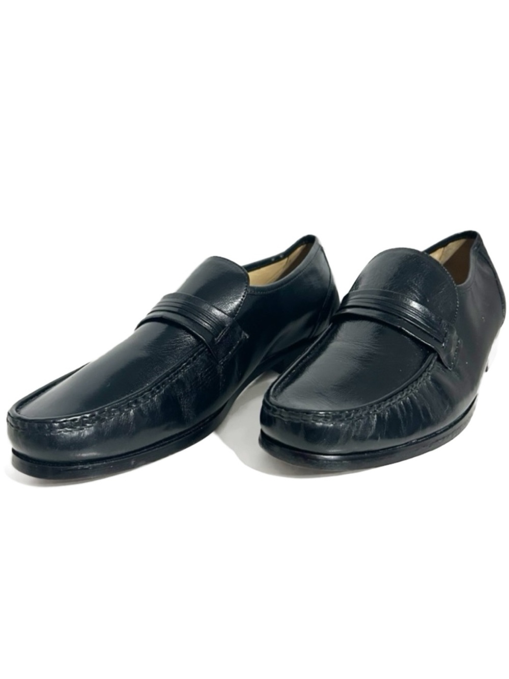Bostonian Black ⬛️ Patent Leather Slip-On Dress Shoes Loafers Band Across Vamp